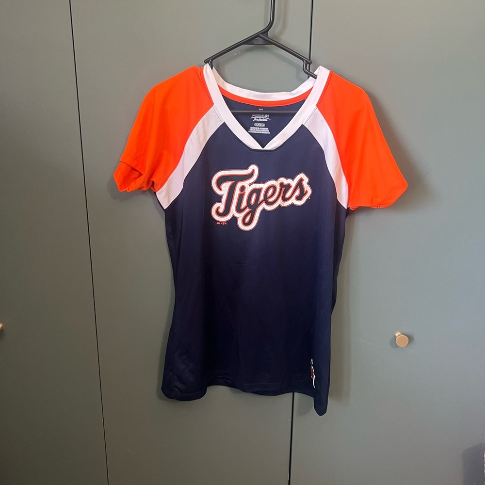 Detroit Tigers Navy and Orange V-Neck Jersey